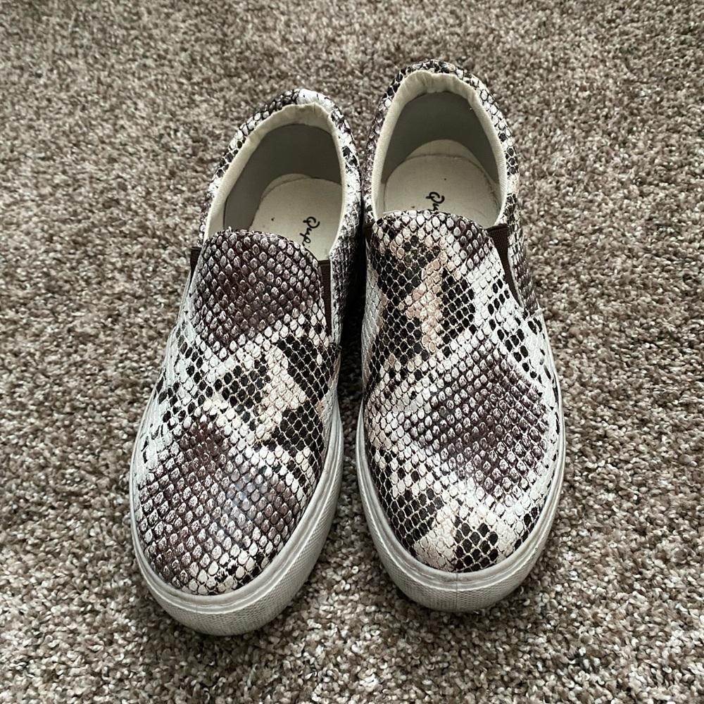 Snake print platform sneakers